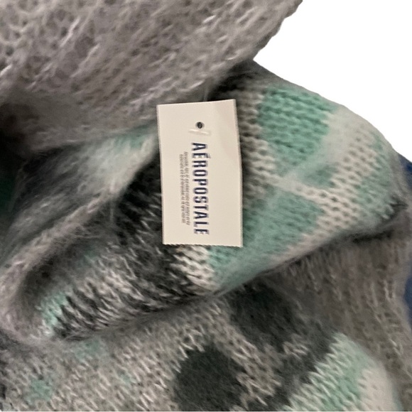 Aeropostale Charcoal Grey Turquoise Blue White Multi-Design Infinity Scarf NWT - Picture 6 of 8